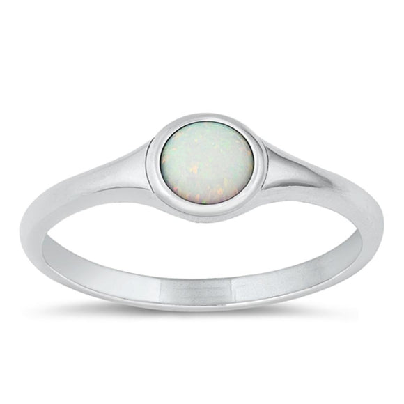 Sterling Silver White Lab Opal Ring