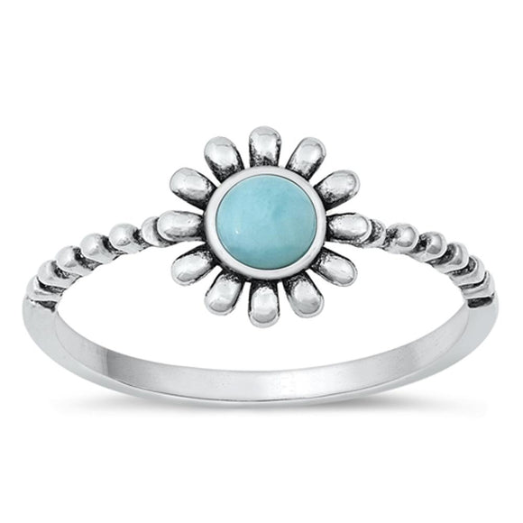 Sterling Silver Larimar Daisy Ring