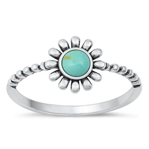 Sterling Silver Turquoise Flower Ring