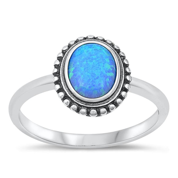 Sterling Silver Blue Lab Opal Ring