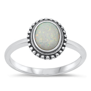 Sterling Silver White Lab Opal Ring