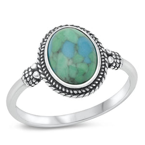 Sterling Silver Turquoise Bali Ring