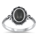 Sterling Silver Black Onyx Bali Ring