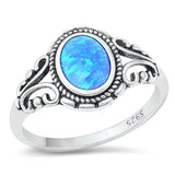 Sterling Silver Bali Blue Lab Opal Ring