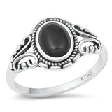 Sterling Silver Black Onyx Bali Ring