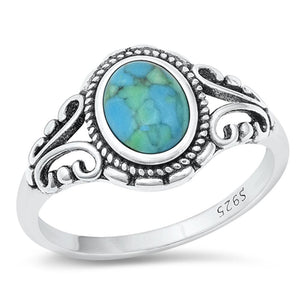 Sterling Silver Turquoise Bali Ring