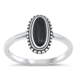 Sterling Silver Black Onyx Bali Ring