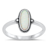 Sterling Silver White Lab Opal Ring