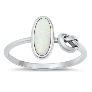 Sterling Silver White Lab Opal Knot Ring