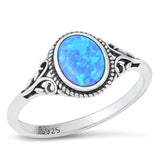 Sterling Silver Blue Lab Opal Bali Ring