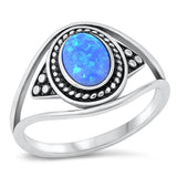 Sterling Silver Bali Blue Lab Opal Ring