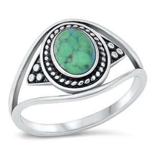 Sterling Silver Turquoise Bali Ring