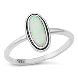 Sterling Silver White Lab Opal Ring