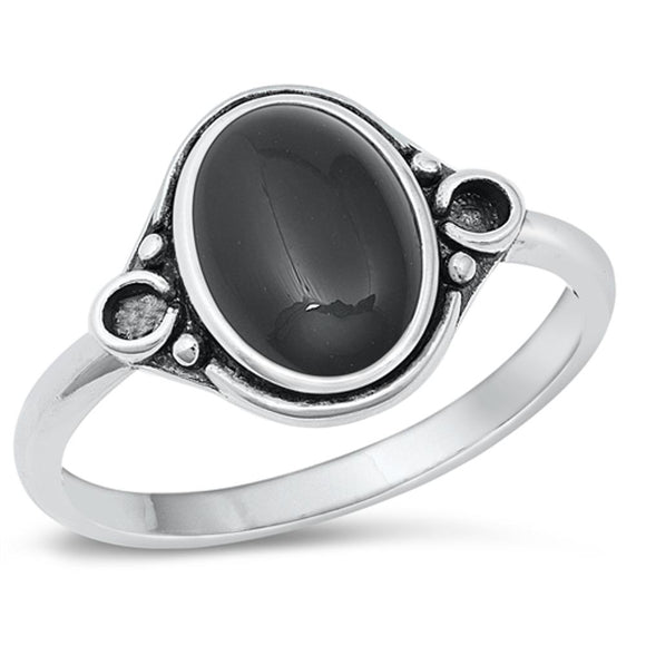 Sterling Silver Black Onyx Bali Ring