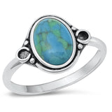 Sterling Silver Turquoise Bali Ring