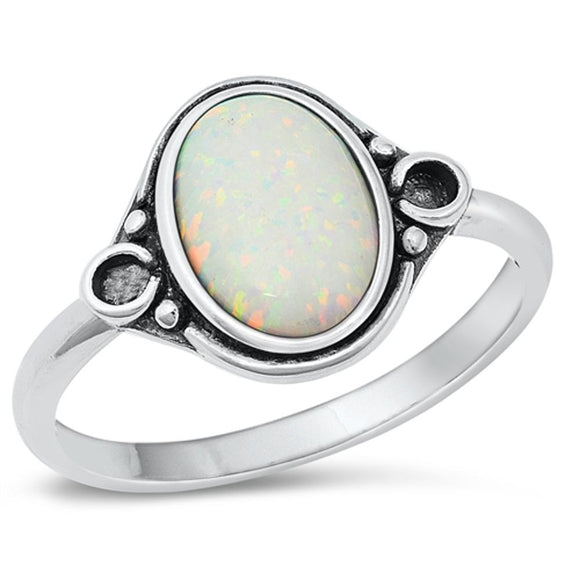 Sterling Silver White Lab Opal Ring