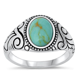 Sterling Silver Turquoise Bali Ring