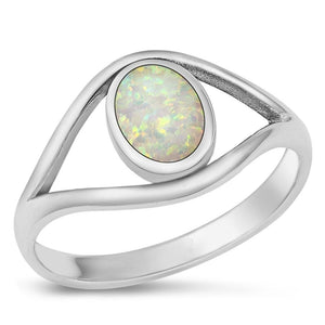 Sterling Silver White Lab Opal Fashion Ring