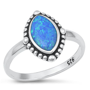 Sterling Silver Blue Lab Opal Bail Cocktail Ring