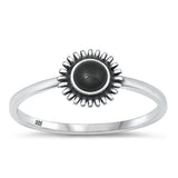 Sterling Silver Black Onyx Sun Flower Ring