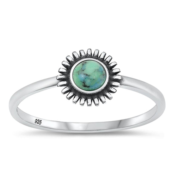 Sterling Silver Turquoise Sun Flower Ring