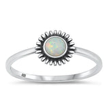 Sterling Silver White Lab Opal Sun Flower Ring