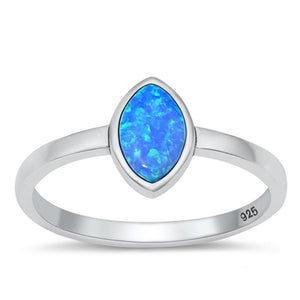 Sterling Silver Blue Lab Opal Marquise Ring