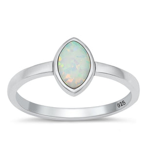 Sterling Silver White Lab Opal Ring