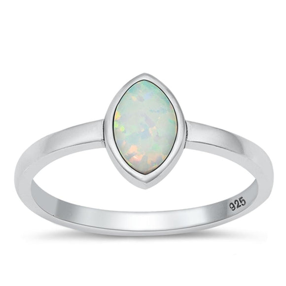 Sterling Silver White Lab Opal Ring