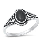 Sterling Silver Black Onyx Bali Ring