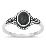 Sterling Silver Black Onyx Leaf Ring