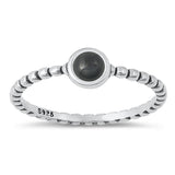 Sterling Silver Black Agate Beaded Ring