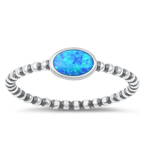 Sterling Silver Blue Lab Opal Ring