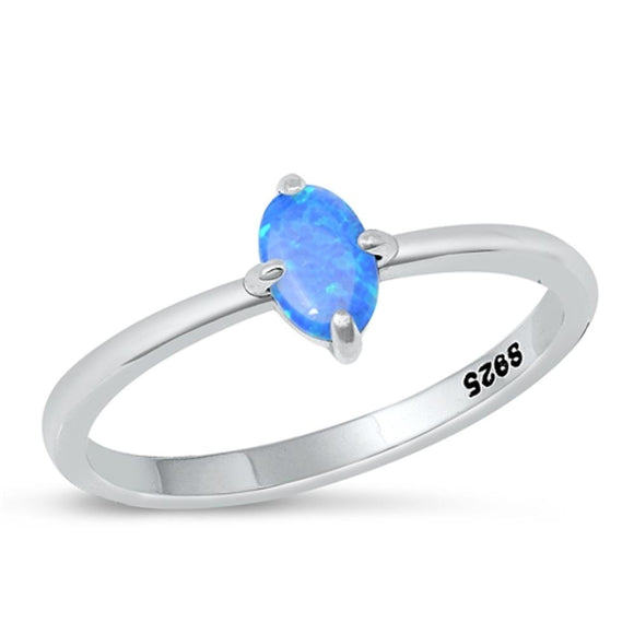 Sterling Silver Blue Lab Opal Ring