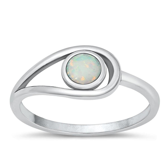 Sterling Silver White Lab Opal Ring