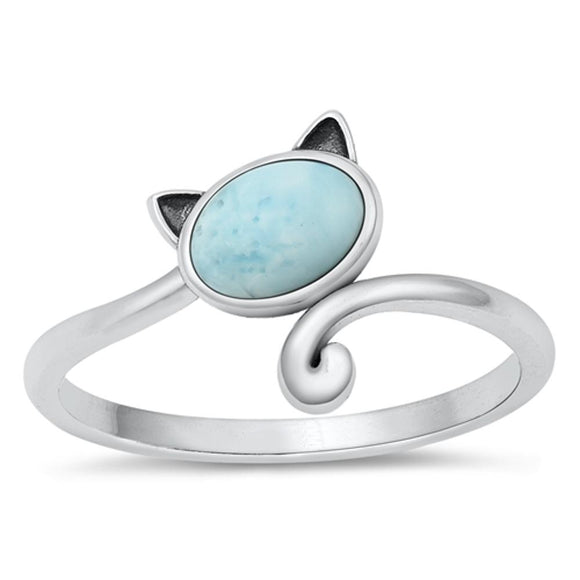 Sterling Silver Larimar Cat Ring