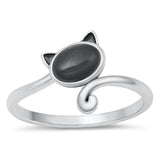 Sterling Silver Black Onyx Cat Ring