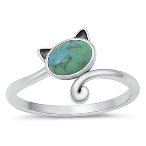 Sterling Silver Turquoise Cat Ring