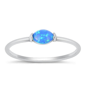 Sterling Silver Blue Lab Opal Ring