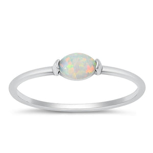 Sterling Silver White Lab Opal Ring