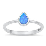 Sterling Silver Blue Lab Opal Pear Ring