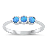 Sterling Silver Blue Lab Opal Trinity Ring