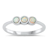 Sterling Silver White Lab Opal Trinity Ring