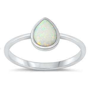 Sterling Silver White Lab Opal Ring