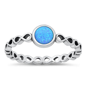 Sterling Silver Blue Lab Opal Infinity Ring