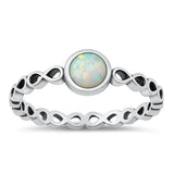 Sterling Silver White Lab Opal Infinity Ring