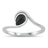 Sterling Silver Black Onyx Wave Ring