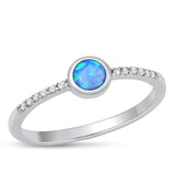 Sterling Silver Round Blue Lab Opal Ring