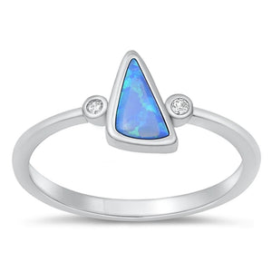 Sterling Silver Blue Lab Opal Triangle Ring