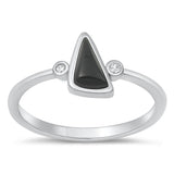 Sterling Silver Black Onyx Triangle Ring